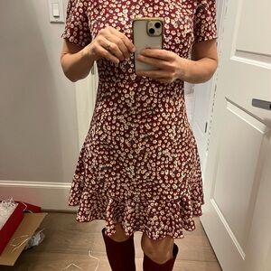 SHEIN Burgundy Floral Mini Dress